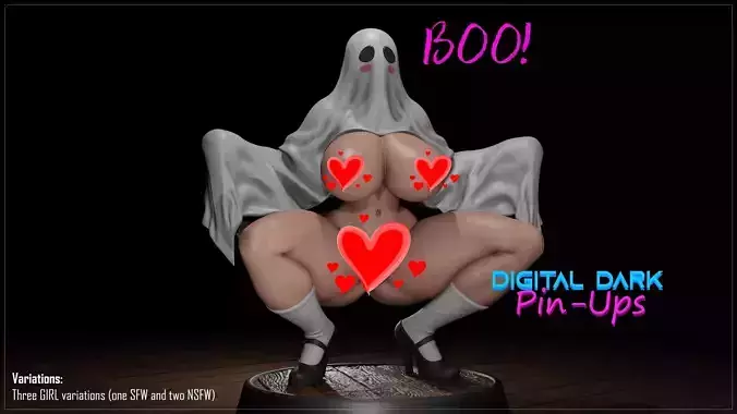 Boo Ghost Girl with NSFW version Girl and FUTA and Miniatures 3D print model