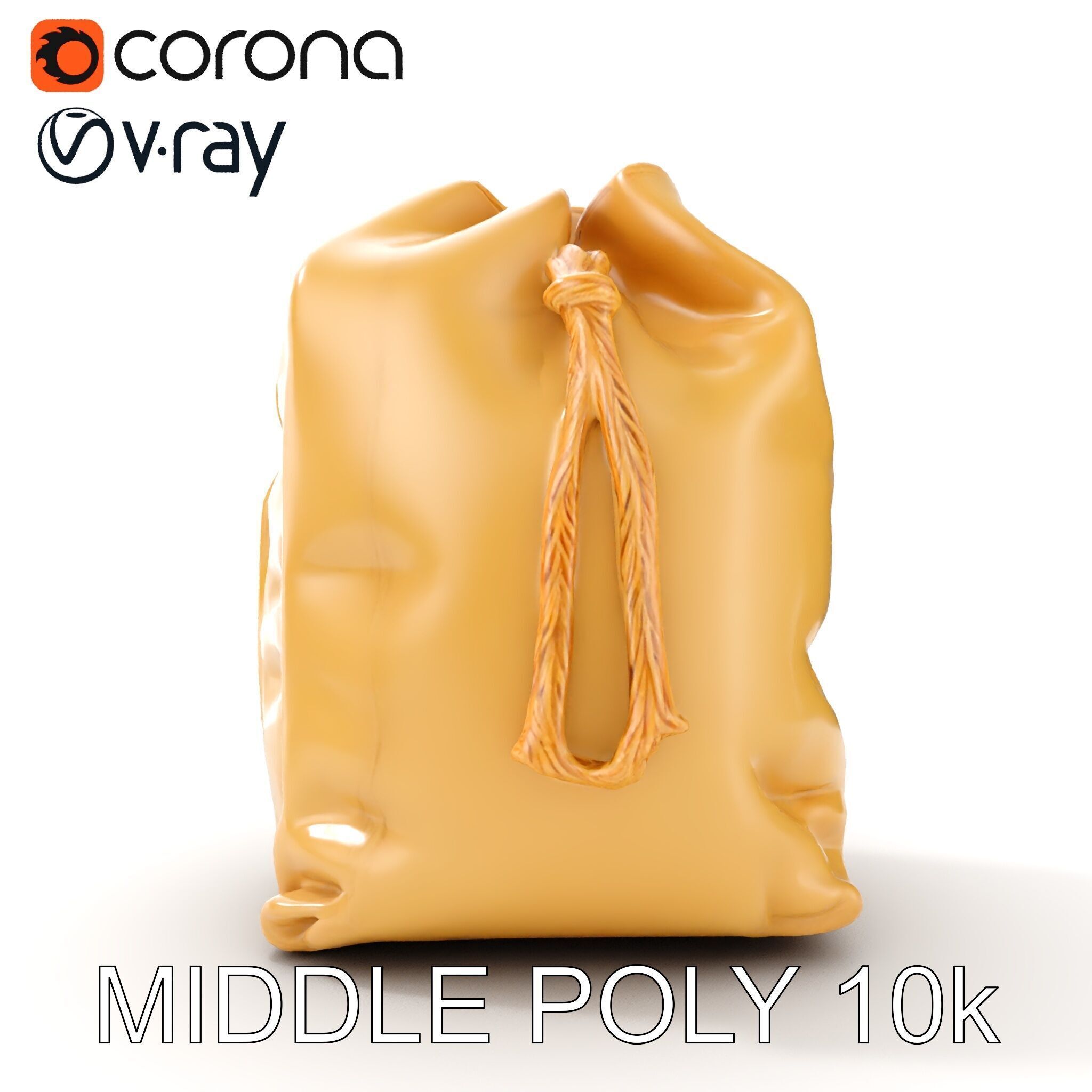 Versatile Canvas Drawstring Bag Model Pack Low-poly 3D model_11