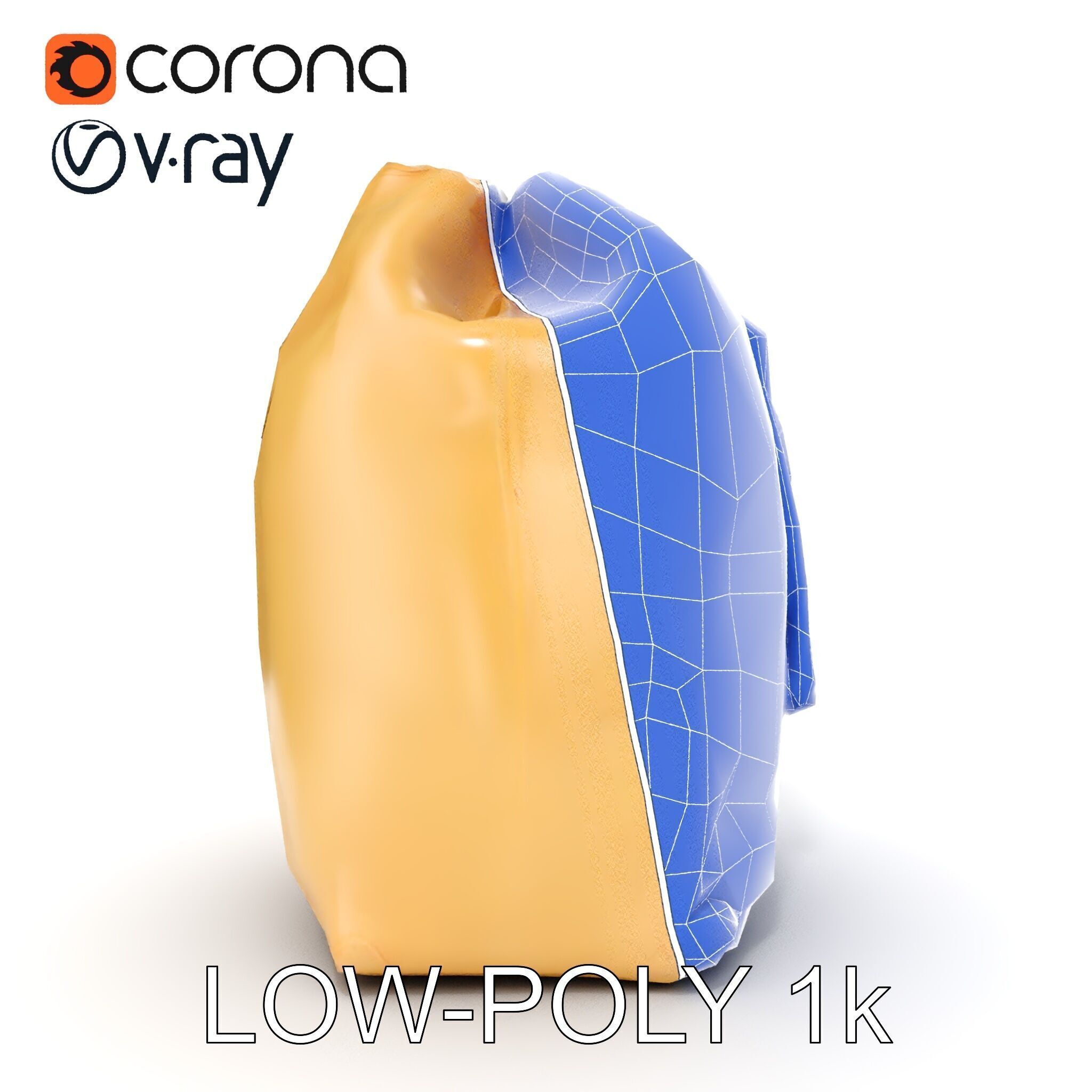 Versatile Canvas Drawstring Bag Model Pack Low-poly 3D model_26
