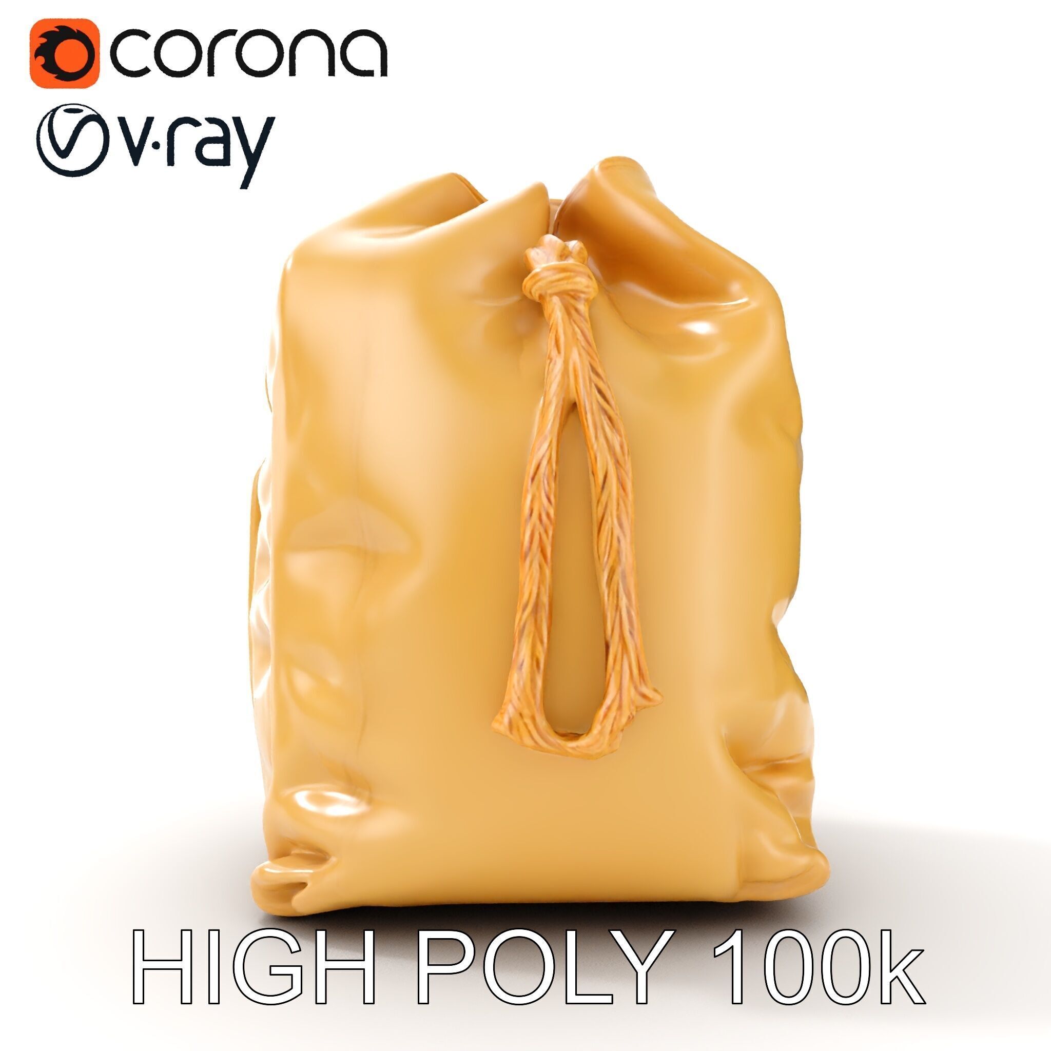 Versatile Canvas Drawstring Bag Model Pack Low-poly 3D model_13