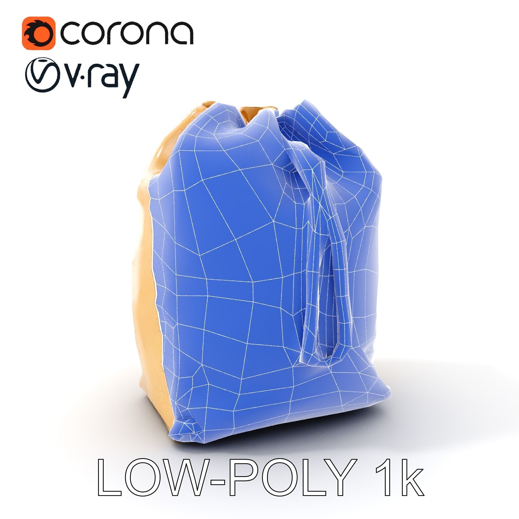 Versatile Canvas Drawstring Bag Model Pack Low-poly 3D model_20