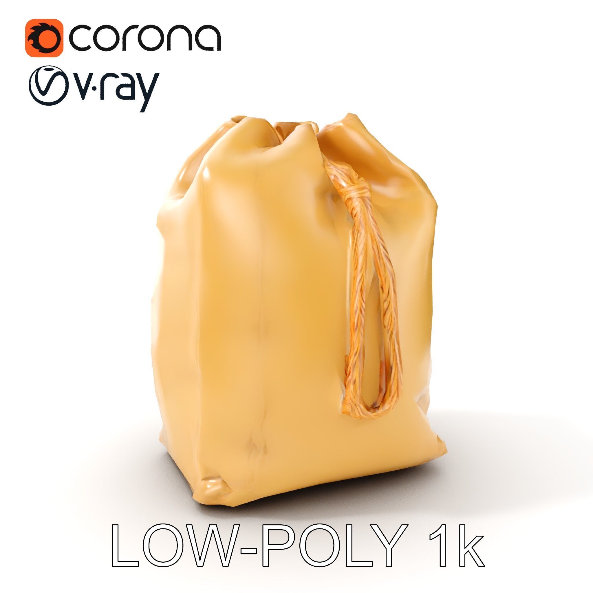 Versatile Canvas Drawstring Bag Model Pack Low-poly 3D model_12