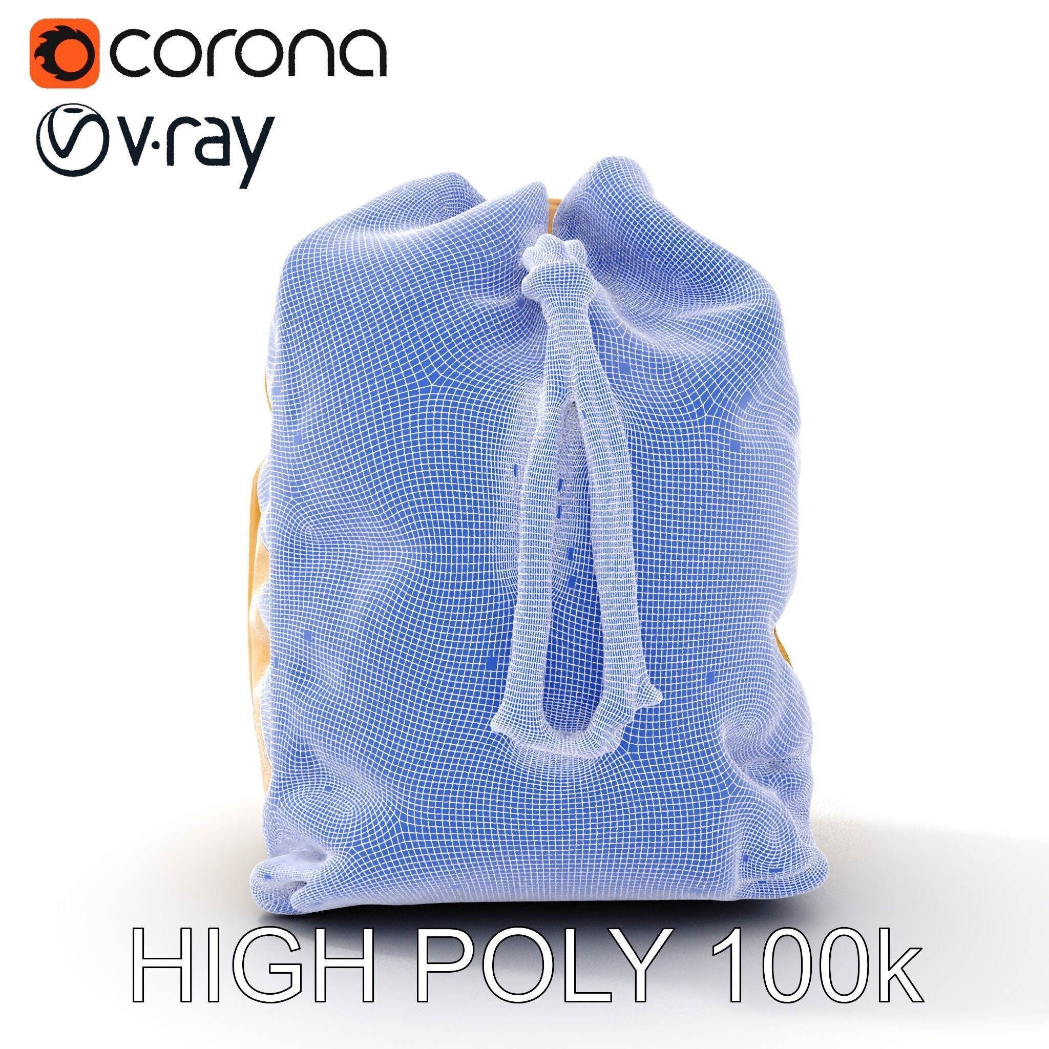 Versatile Canvas Drawstring Bag Model Pack Low-poly 3D model_21