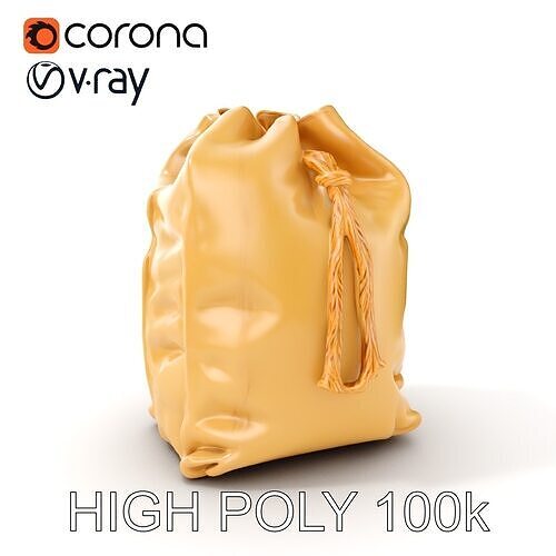 Versatile Canvas Drawstring Bag Model Pack Low-poly 3D model