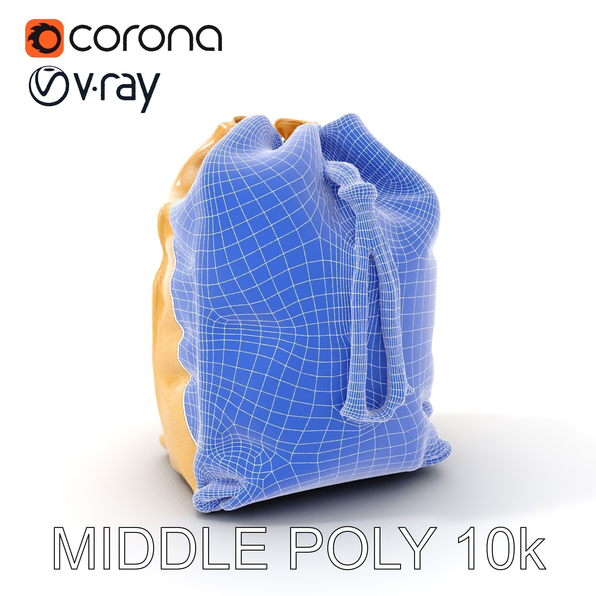 Versatile Canvas Drawstring Bag Model Pack Low-poly 3D model_9