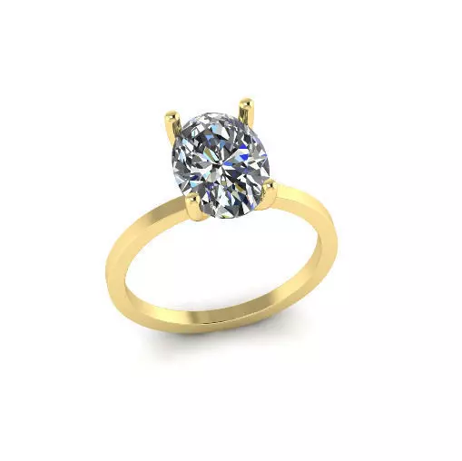 Solitaire oval ring Model 7516 3D print model_0