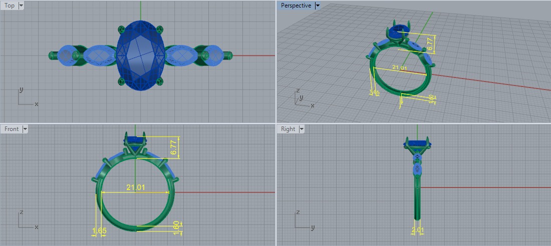 Solitaire oval ring Model 7511 3D print model_5