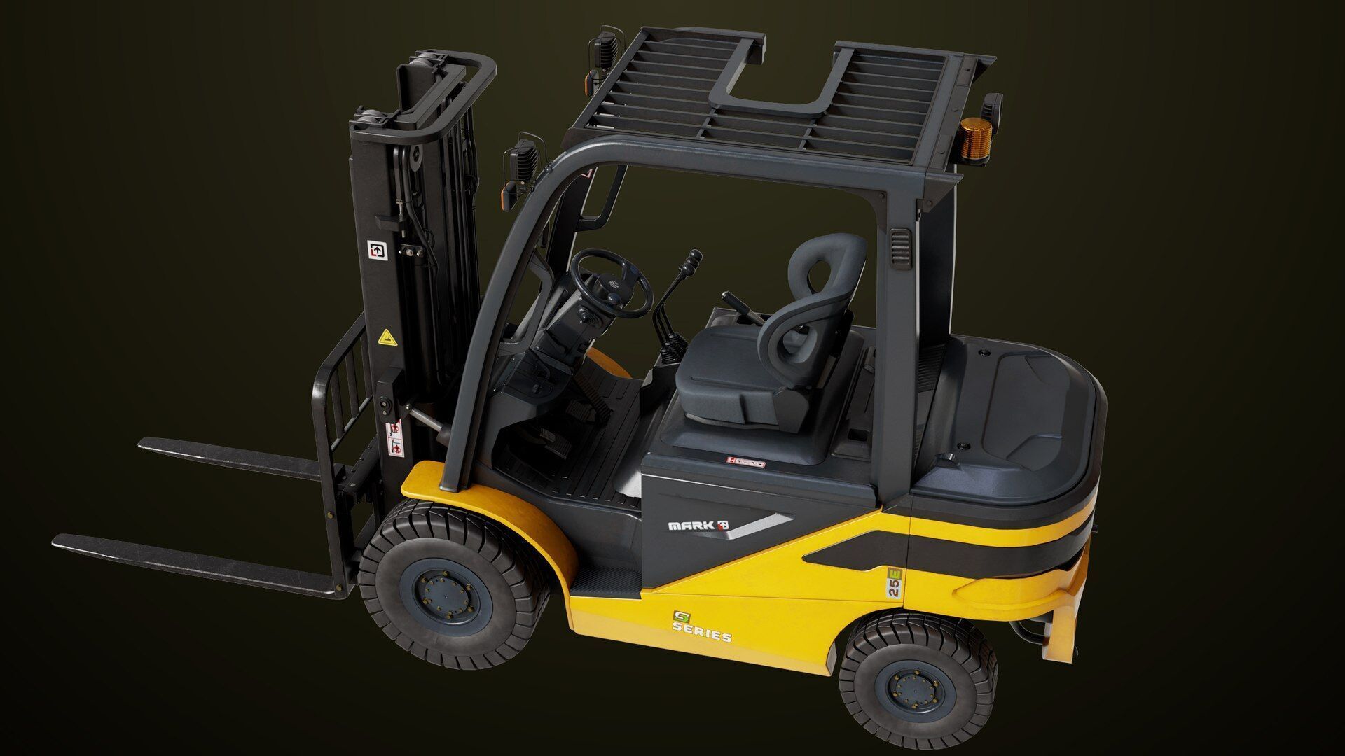 Forklift Truck03 Yellow All PBR Unity UE Textures Low-poly 3D model_16