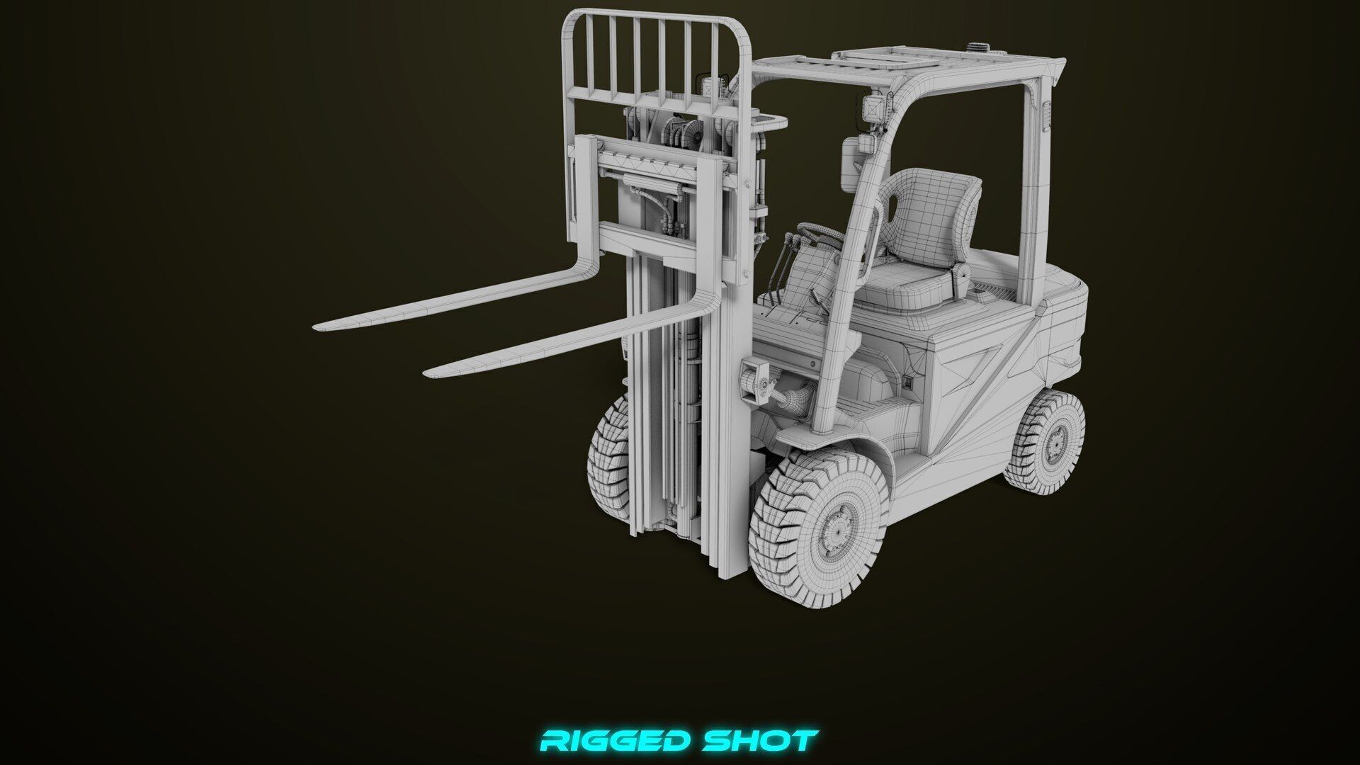 Forklift Truck03 Yellow All PBR Unity UE Textures Low-poly 3D model_42