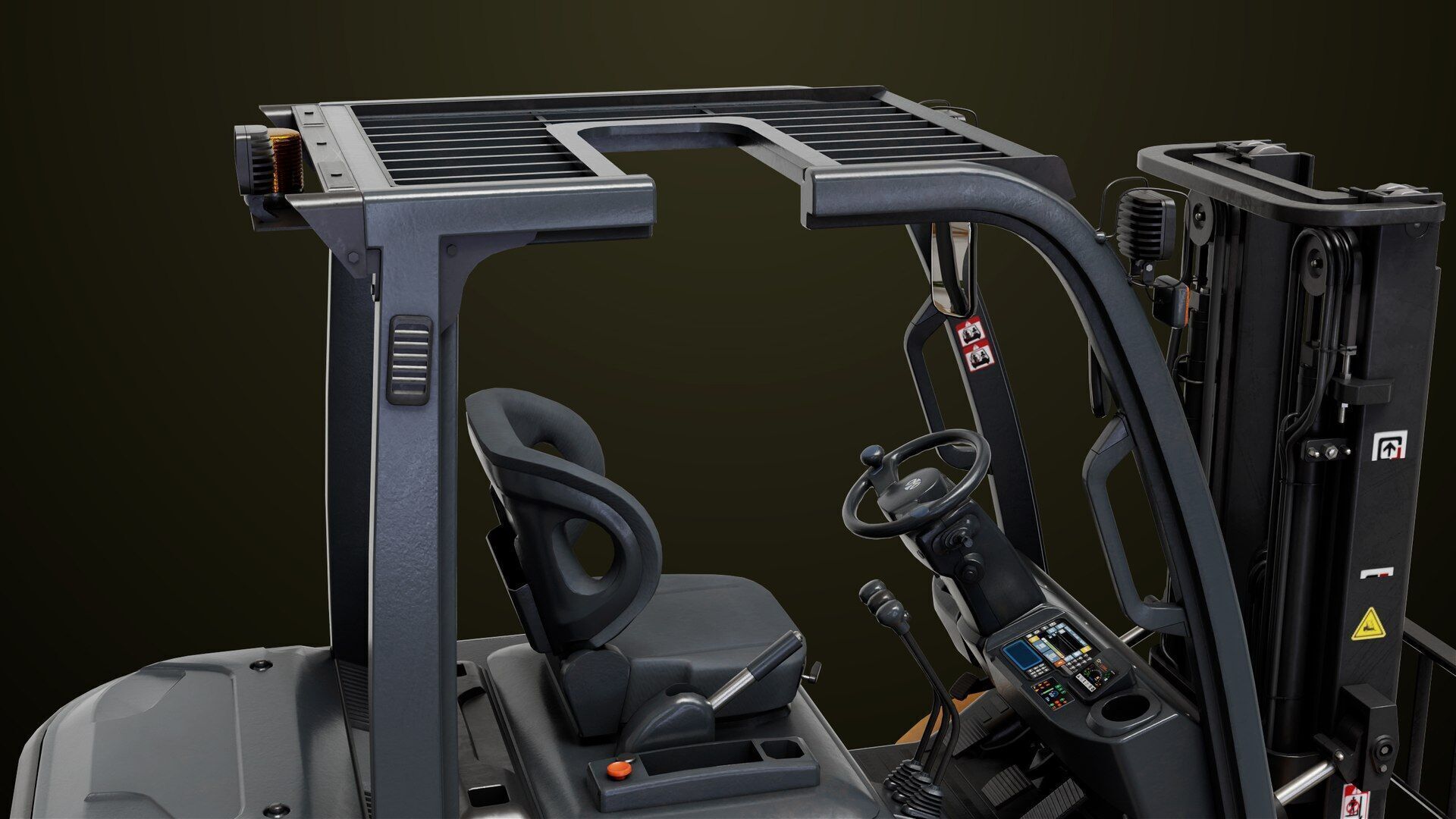 Forklift Truck03 Yellow All PBR Unity UE Textures Low-poly 3D model_22