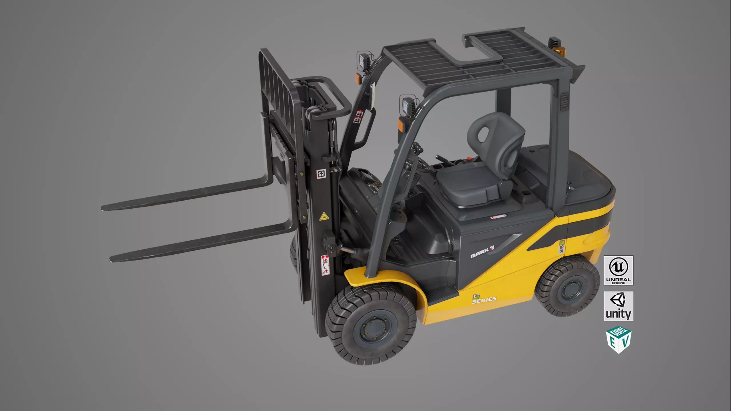 Forklift Truck03 Yellow All PBR Unity UE Textures Low-poly 3D model_0