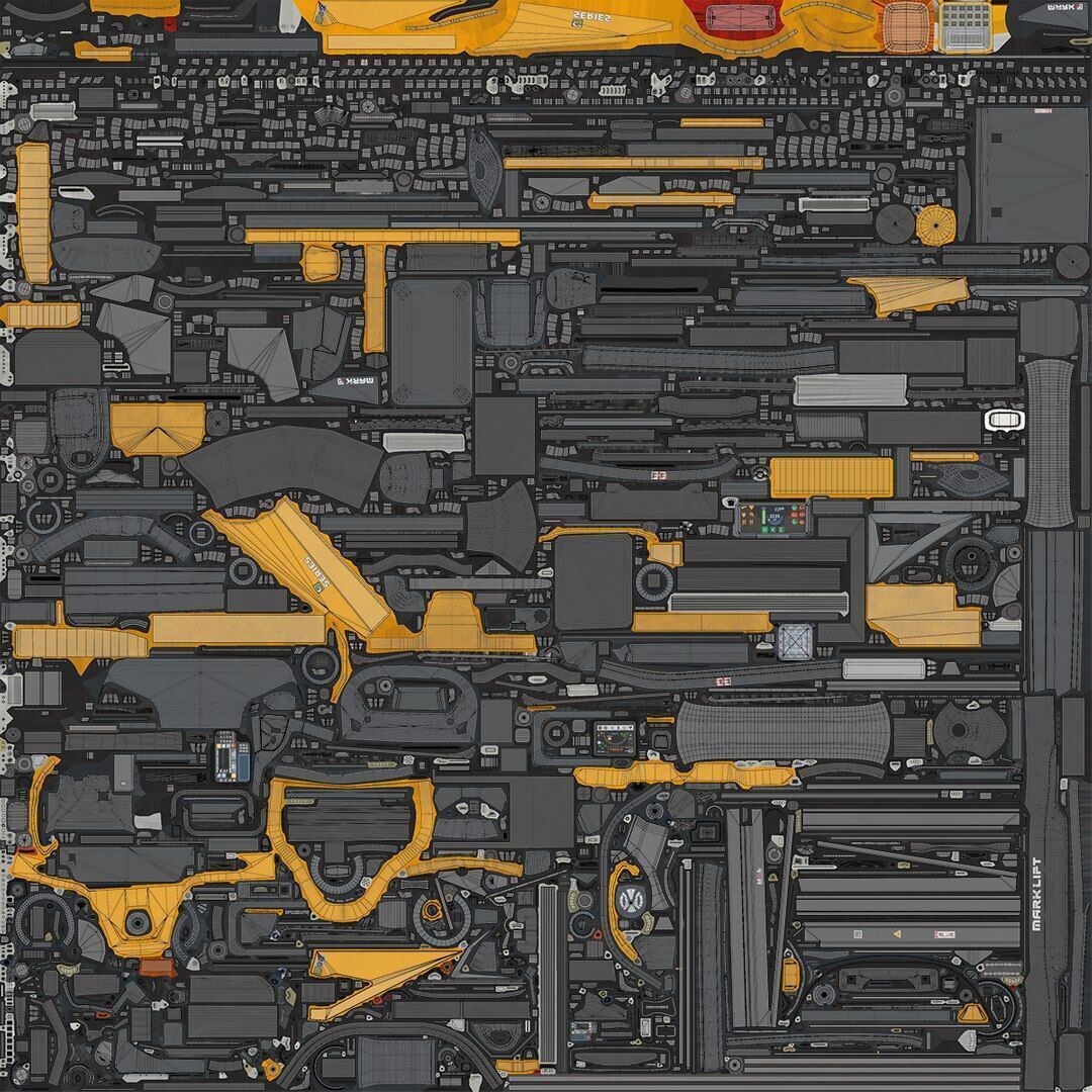 Forklift Truck03 Yellow All PBR Unity UE Textures Low-poly 3D model_52