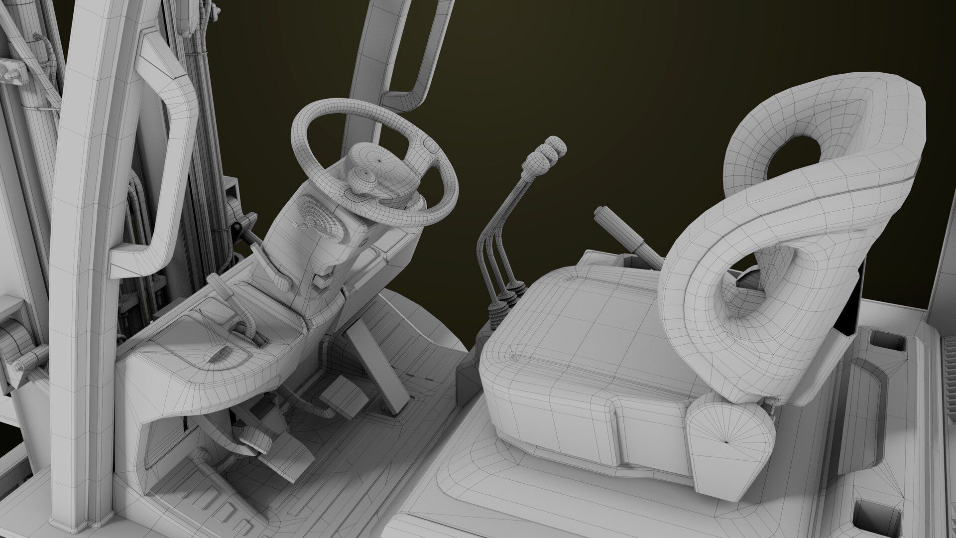 Forklift Truck03 Yellow All PBR Unity UE Textures Low-poly 3D model_49