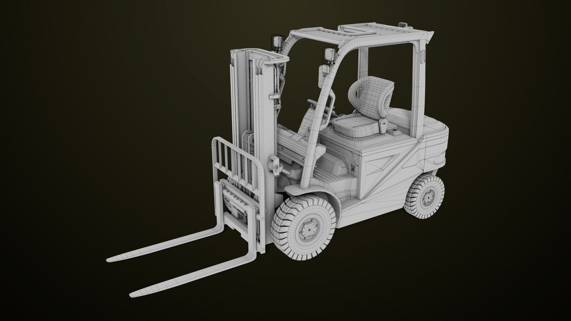 Forklift Truck03 Yellow All PBR Unity UE Textures Low-poly 3D model_31