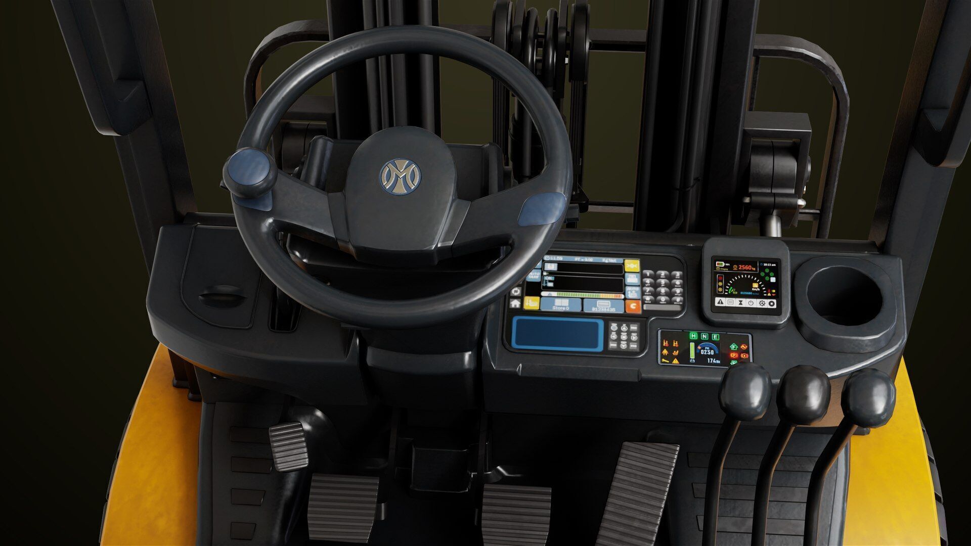 Forklift Truck03 Yellow All PBR Unity UE Textures Low-poly 3D model_8