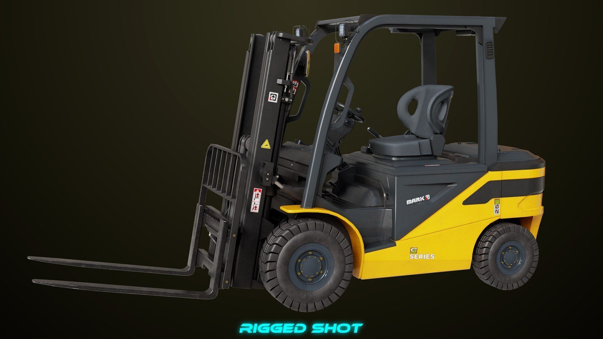 Forklift Truck03 Yellow All PBR Unity UE Textures Low-poly 3D model_9