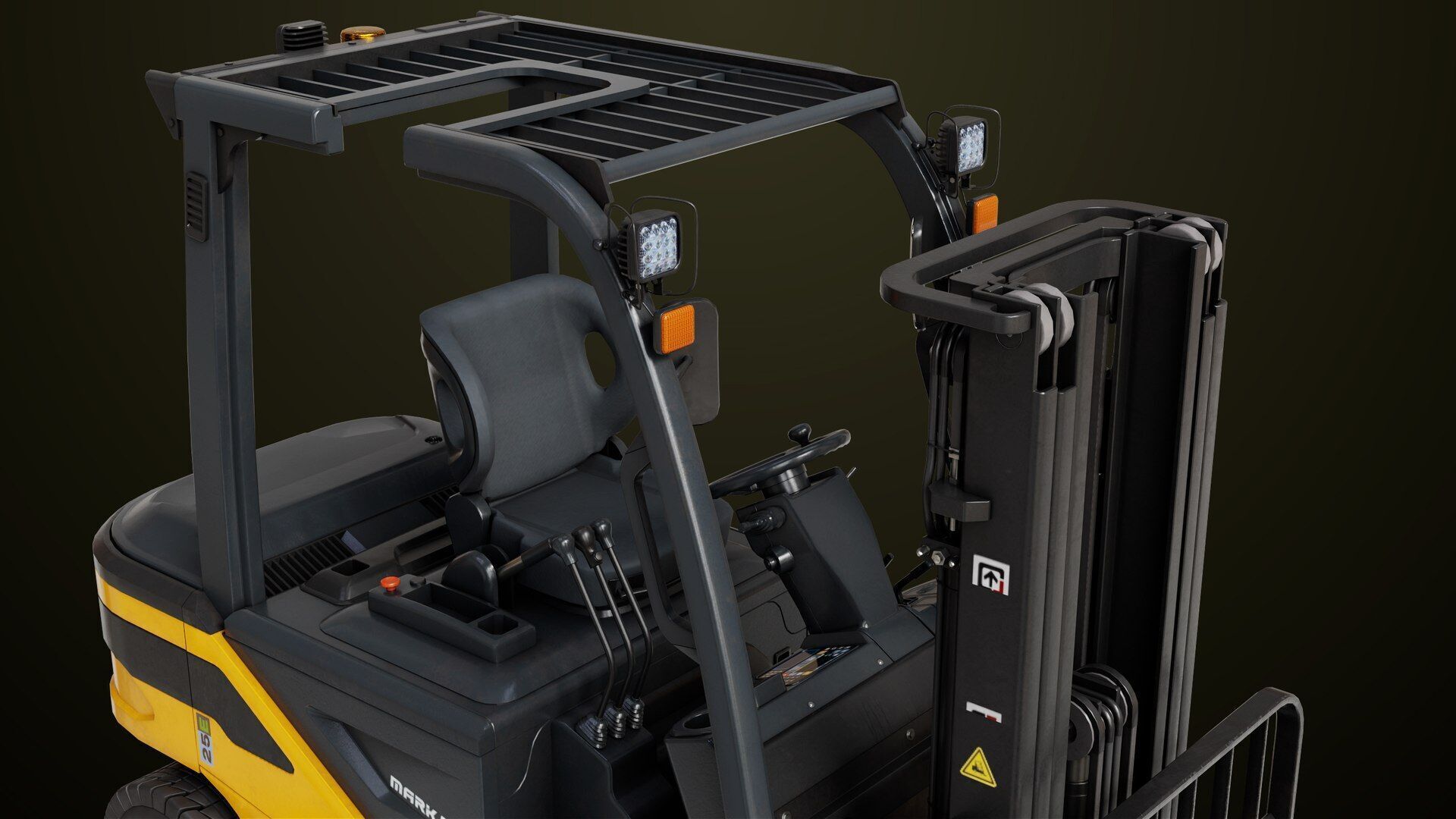 Forklift Truck03 Yellow All PBR Unity UE Textures Low-poly 3D model_20