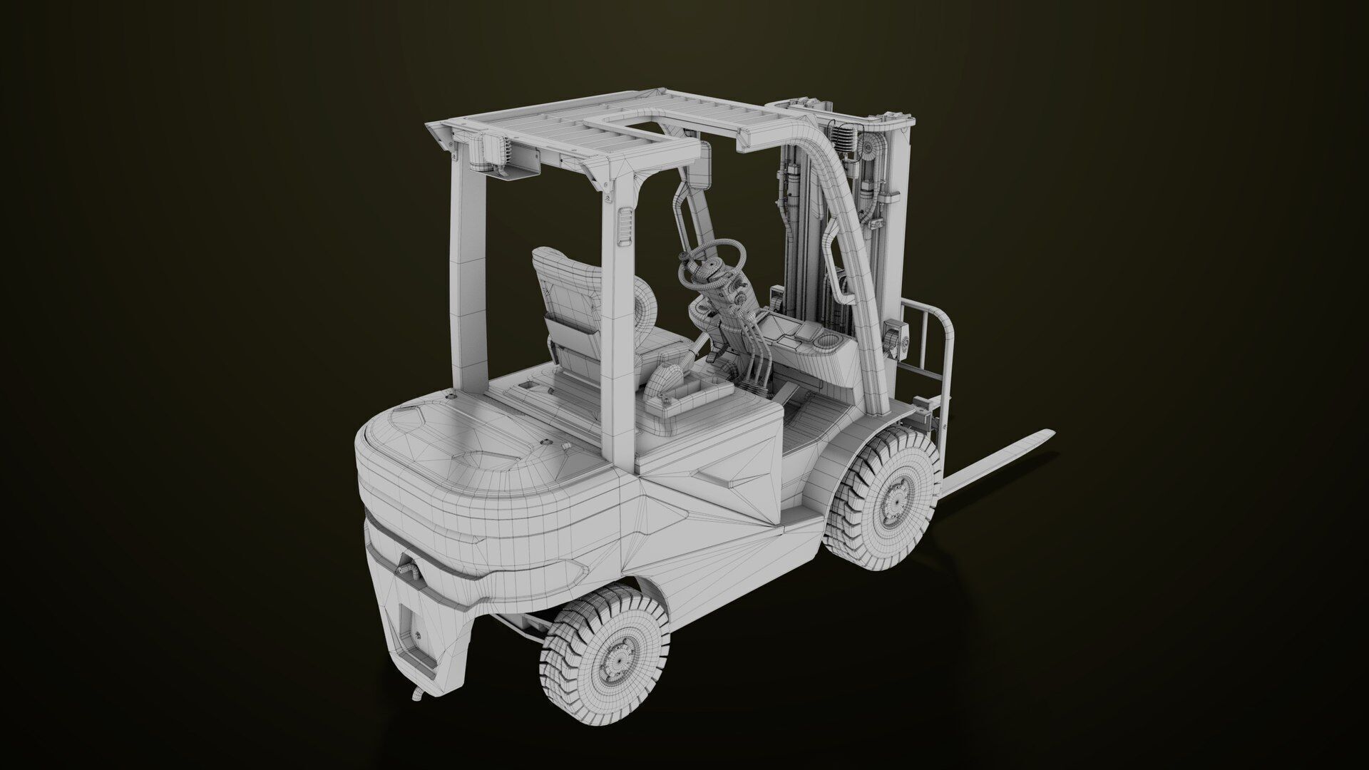 Forklift Truck03 Yellow All PBR Unity UE Textures Low-poly 3D model_34