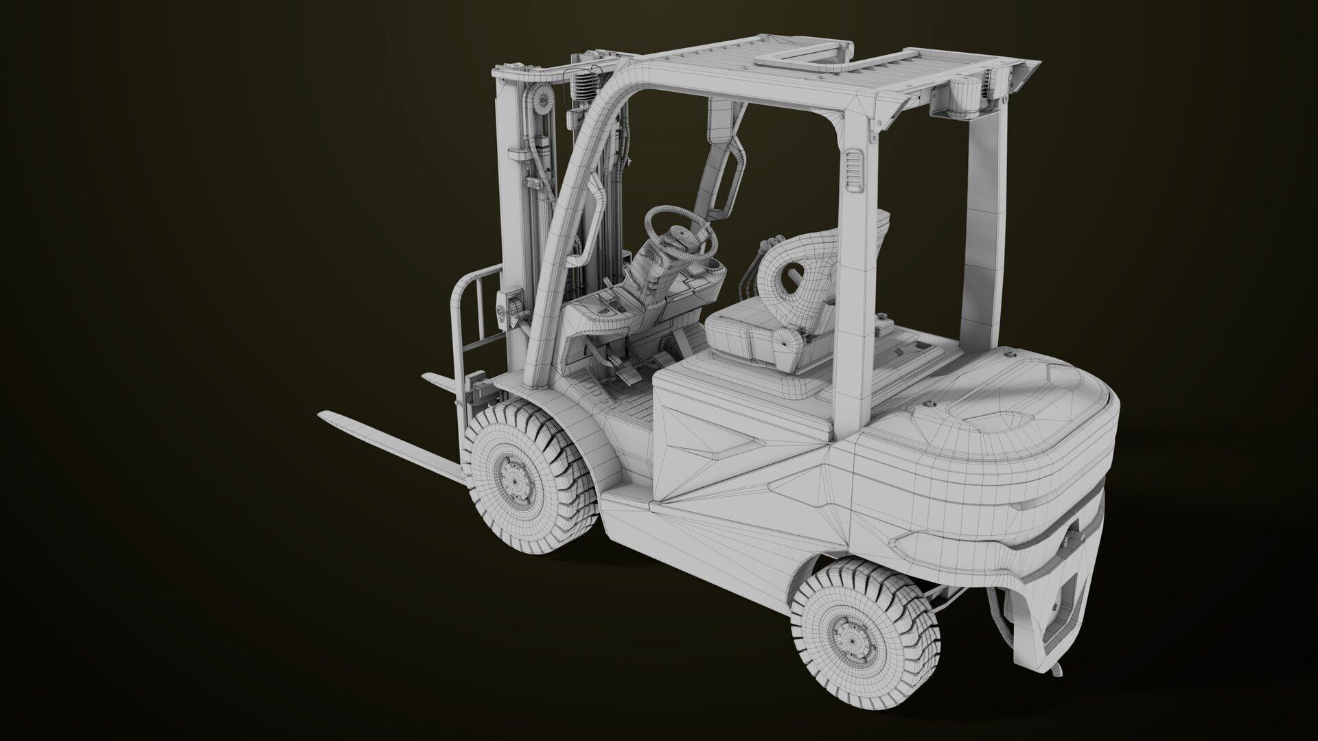 Forklift Truck03 Yellow All PBR Unity UE Textures Low-poly 3D model_36