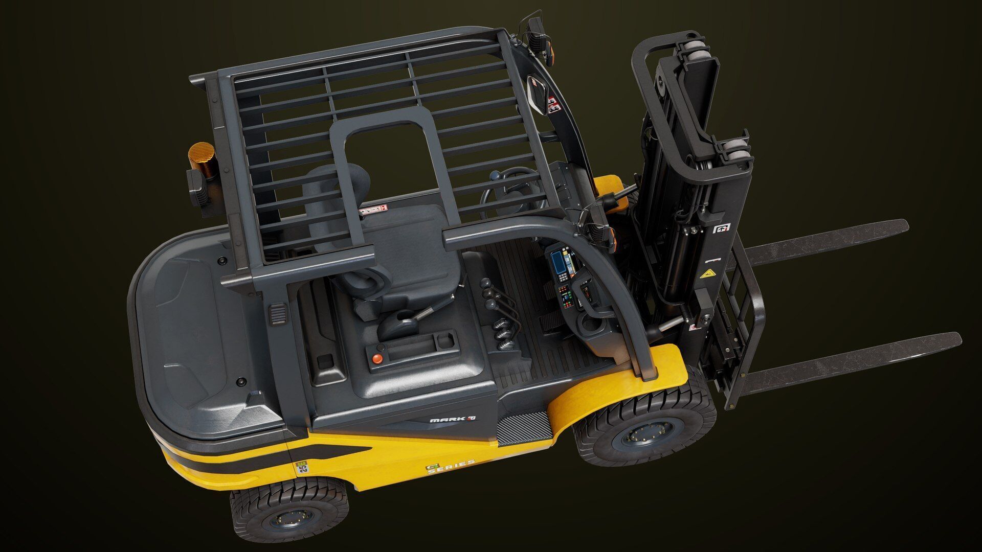 Forklift Truck03 Yellow All PBR Unity UE Textures Low-poly 3D model_21