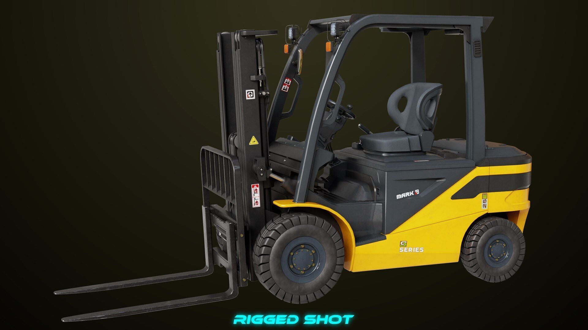 Forklift Truck03 Yellow All PBR Unity UE Textures Low-poly 3D model_10