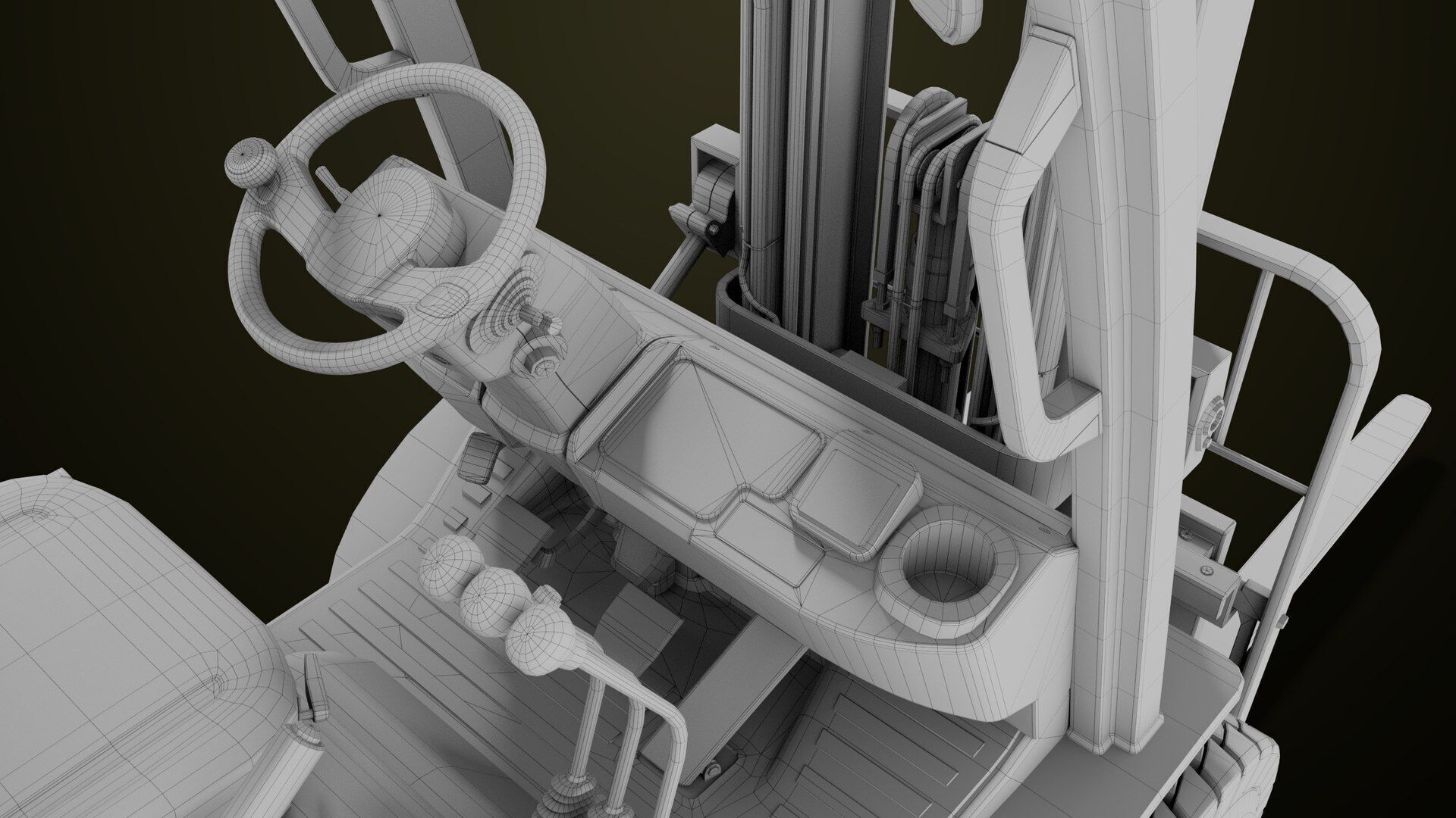 Forklift Truck03 Yellow All PBR Unity UE Textures Low-poly 3D model_46