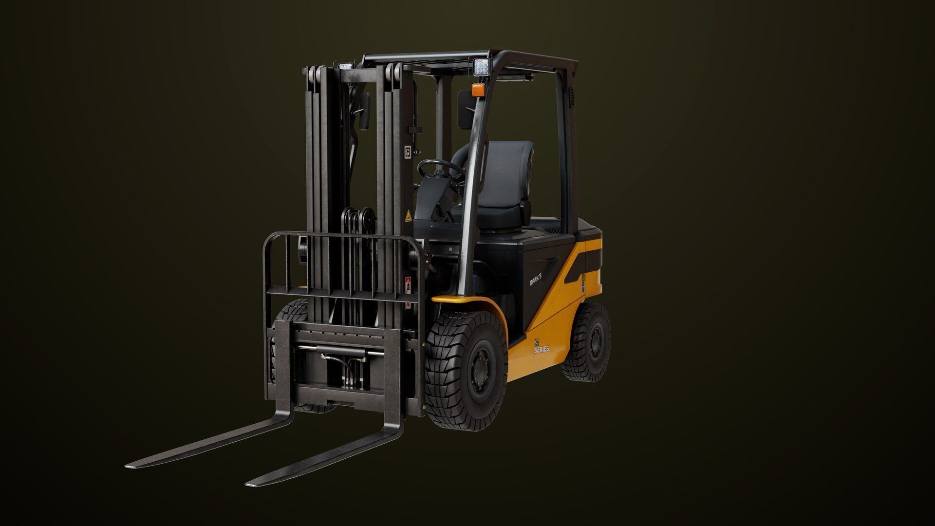 Forklift Truck03 Yellow All PBR Unity UE Textures Low-poly 3D model_1