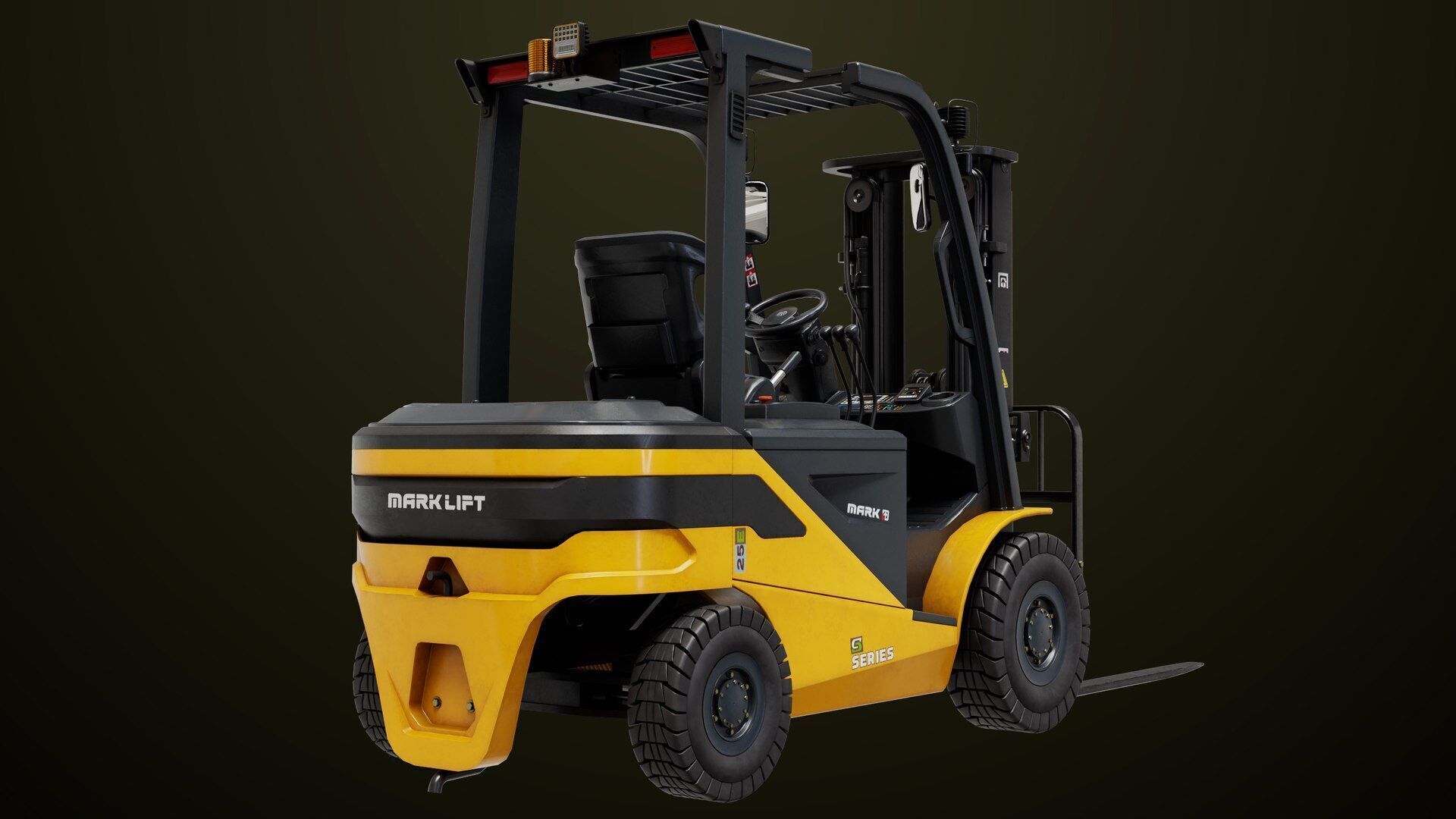 Forklift Truck03 Yellow All PBR Unity UE Textures Low-poly 3D model_15