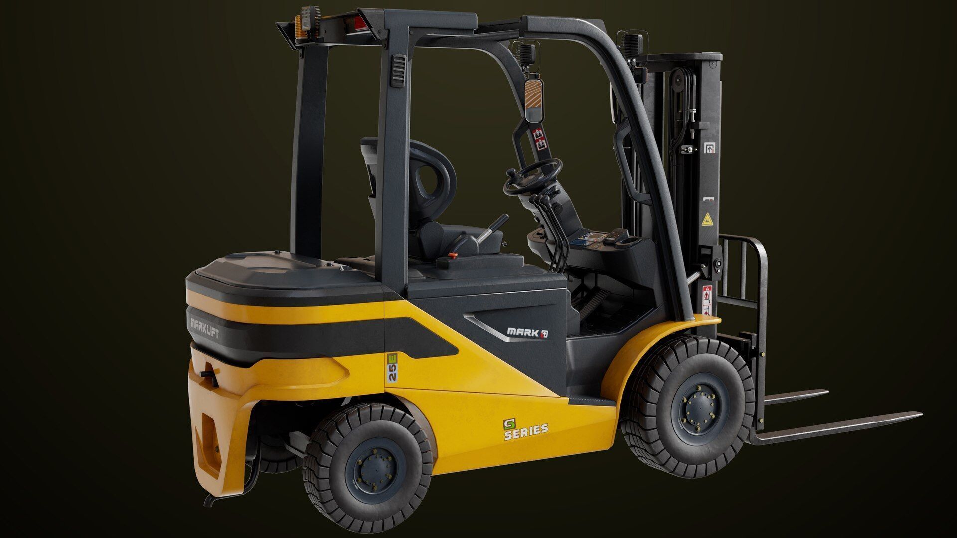Forklift Truck03 Yellow All PBR Unity UE Textures Low-poly 3D model_27