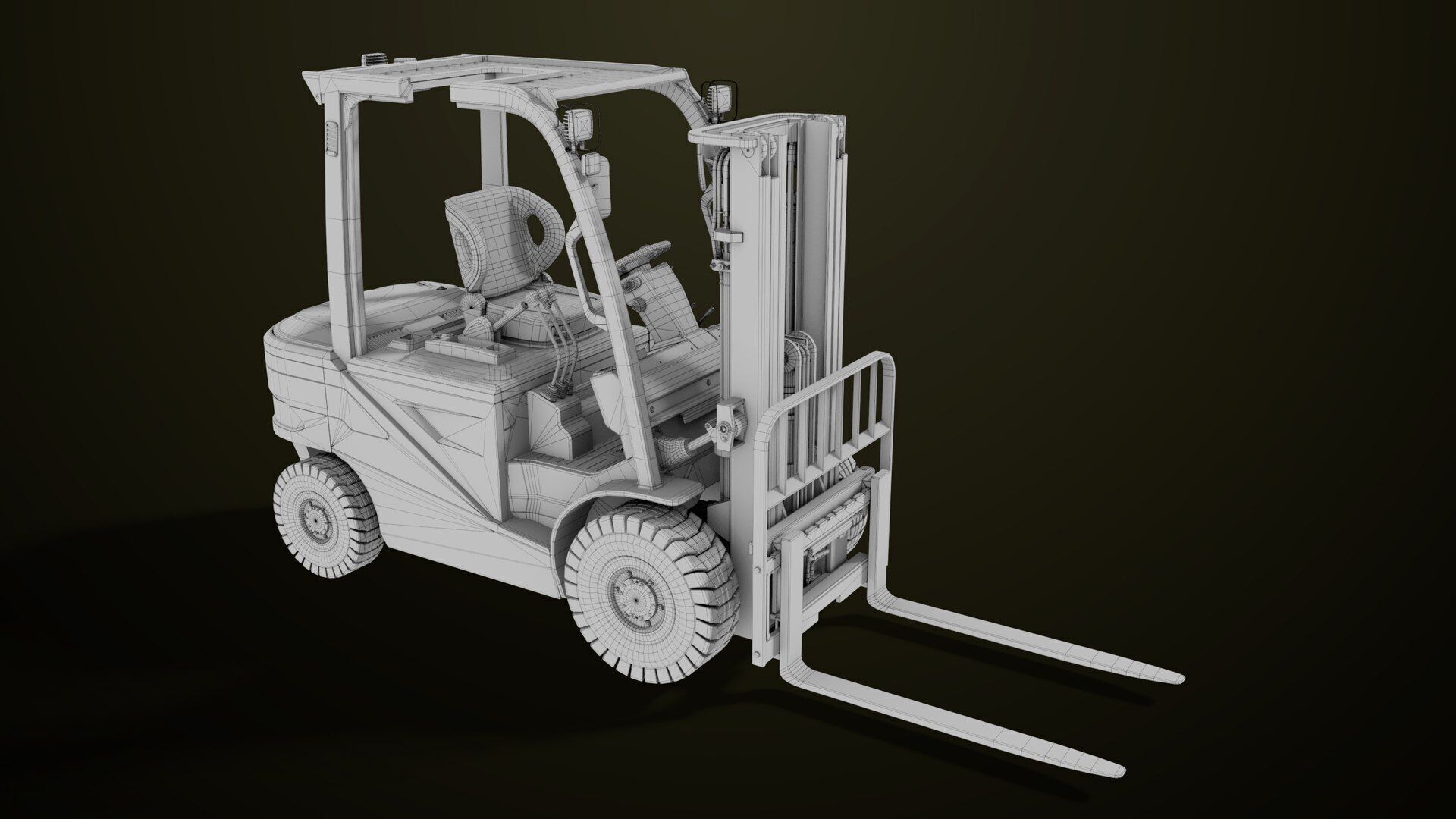 Forklift Truck03 Yellow All PBR Unity UE Textures Low-poly 3D model_33