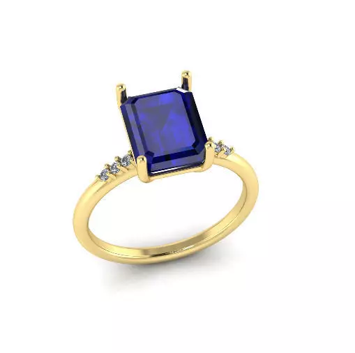 Solitaire emerald ring Model 7567 3D print model_0