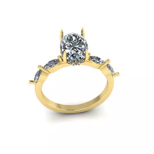 Solitaire oval ring Model 7562 3D print model_0