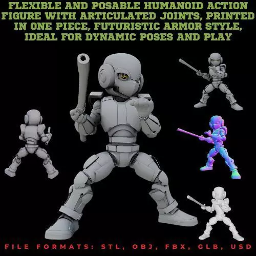 Articulated and Poseable 3D Printed Action Figure 3D model_0