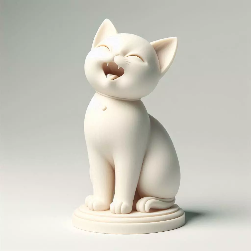 542  Laughing Cat Statue 3D print model_0