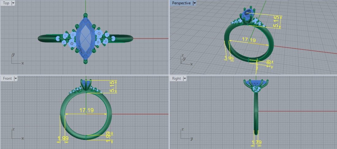 Ring marquise Model 7612 3D print model_5