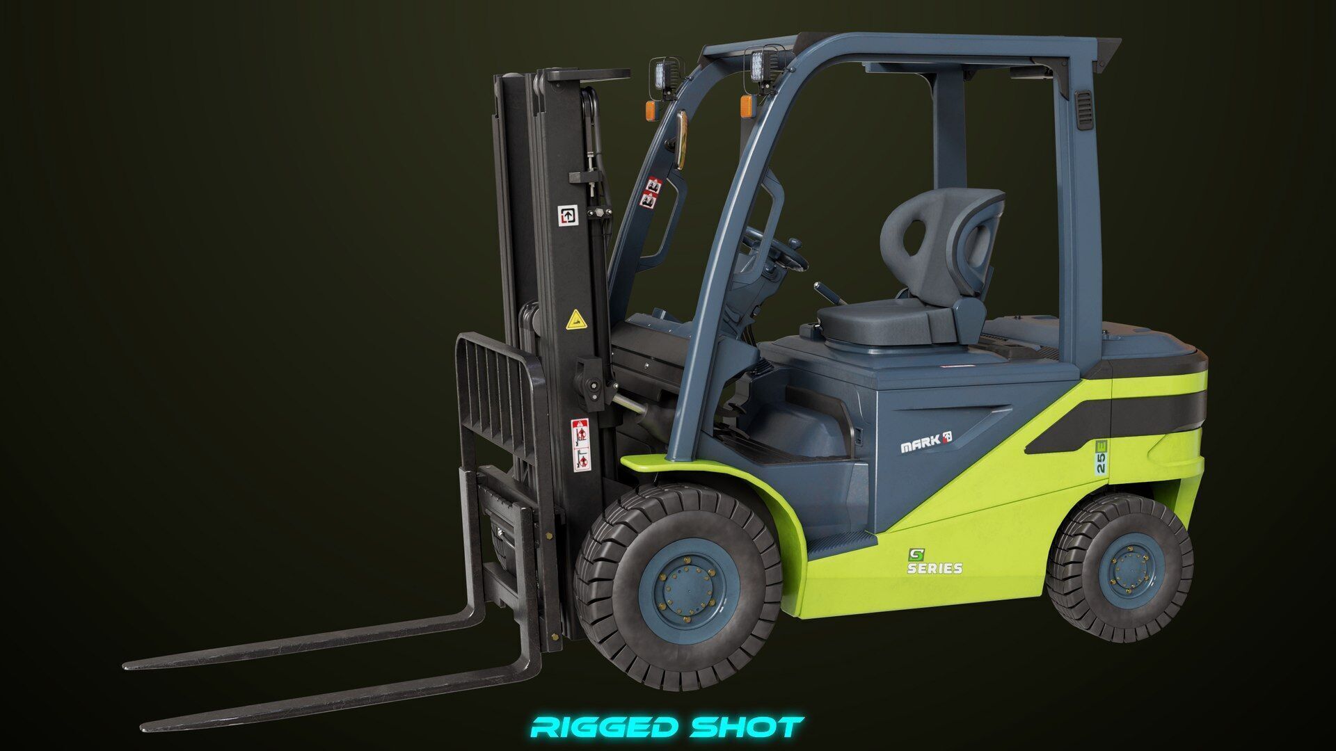 Forklift Truck03 Green All PBR Unity UE Textures Low-poly 3D model_10