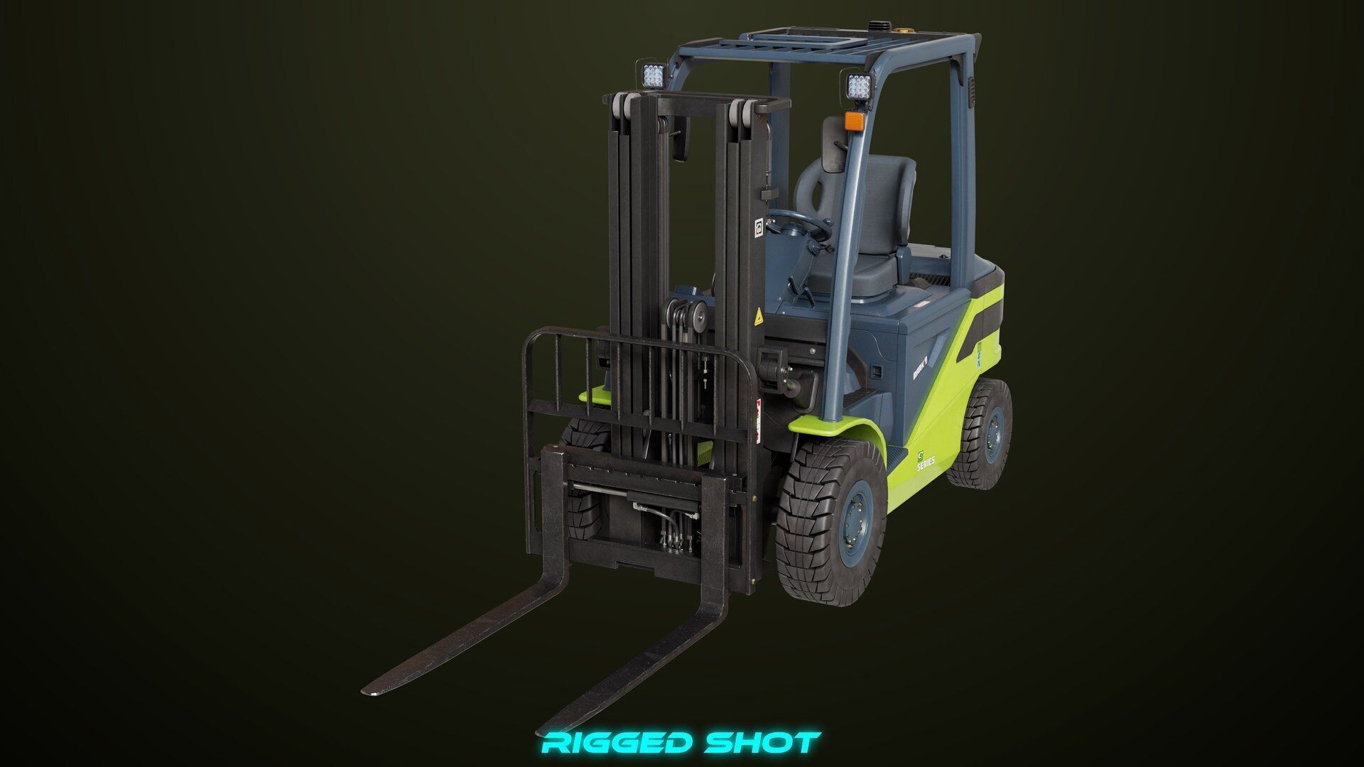 Forklift Truck03 Green All PBR Unity UE Textures Low-poly 3D model_26