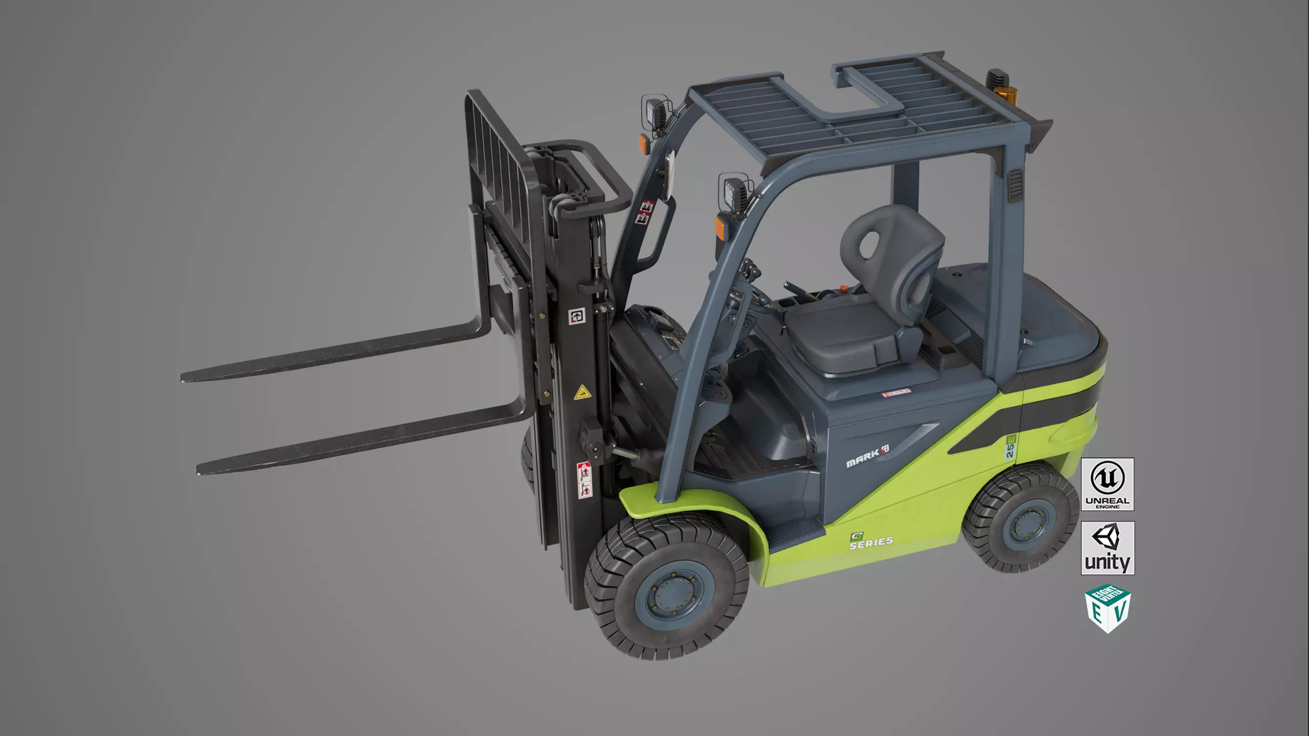 Forklift Truck03 Green All PBR Unity UE Textures Low-poly 3D model_0