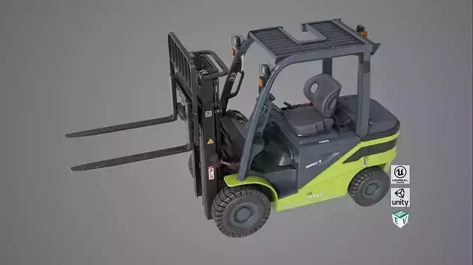 Forklift Truck03 Green All PBR Unity UE Textures Low-poly 3D model