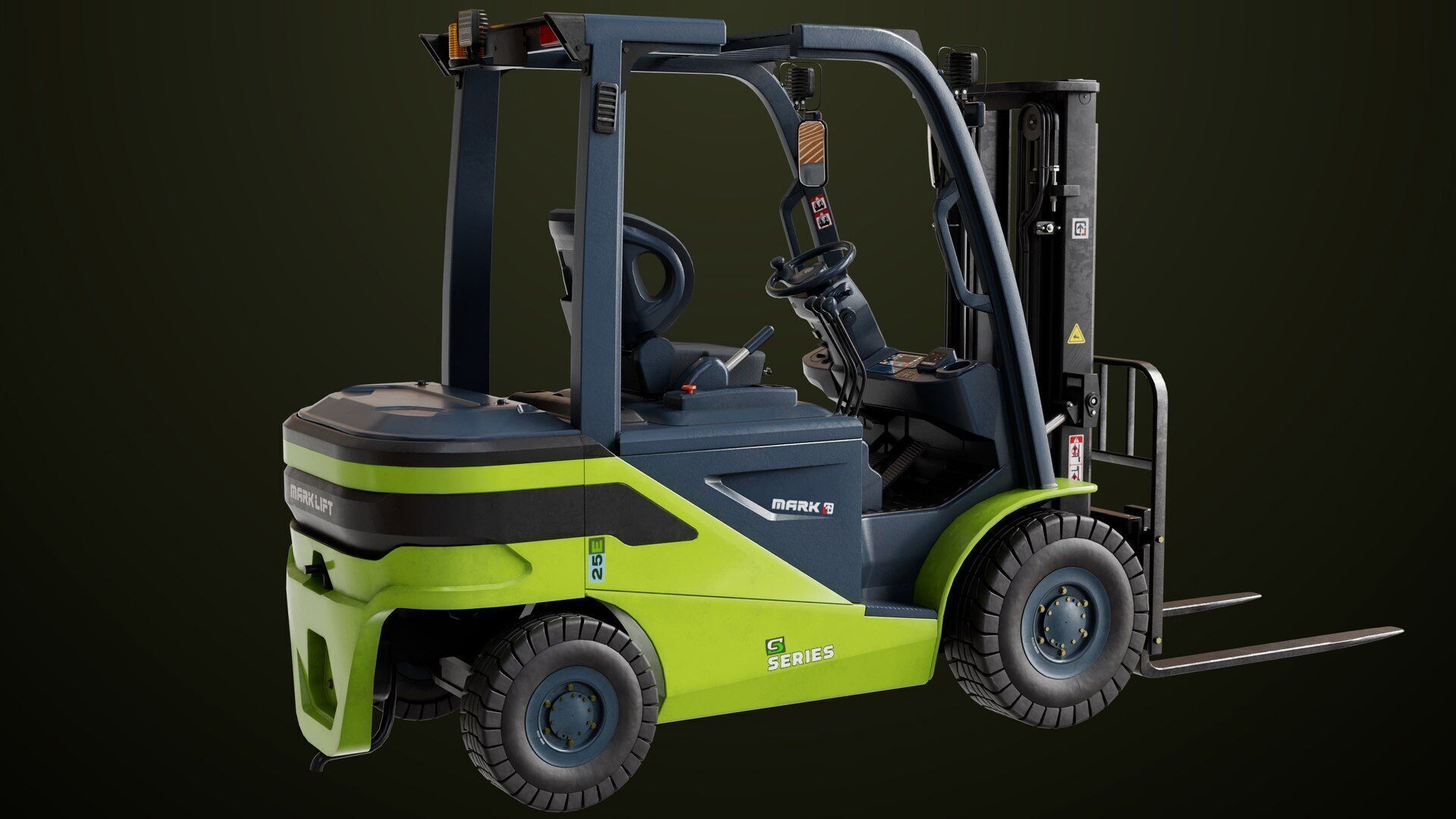 Forklift Truck03 Green All PBR Unity UE Textures Low-poly 3D model_28