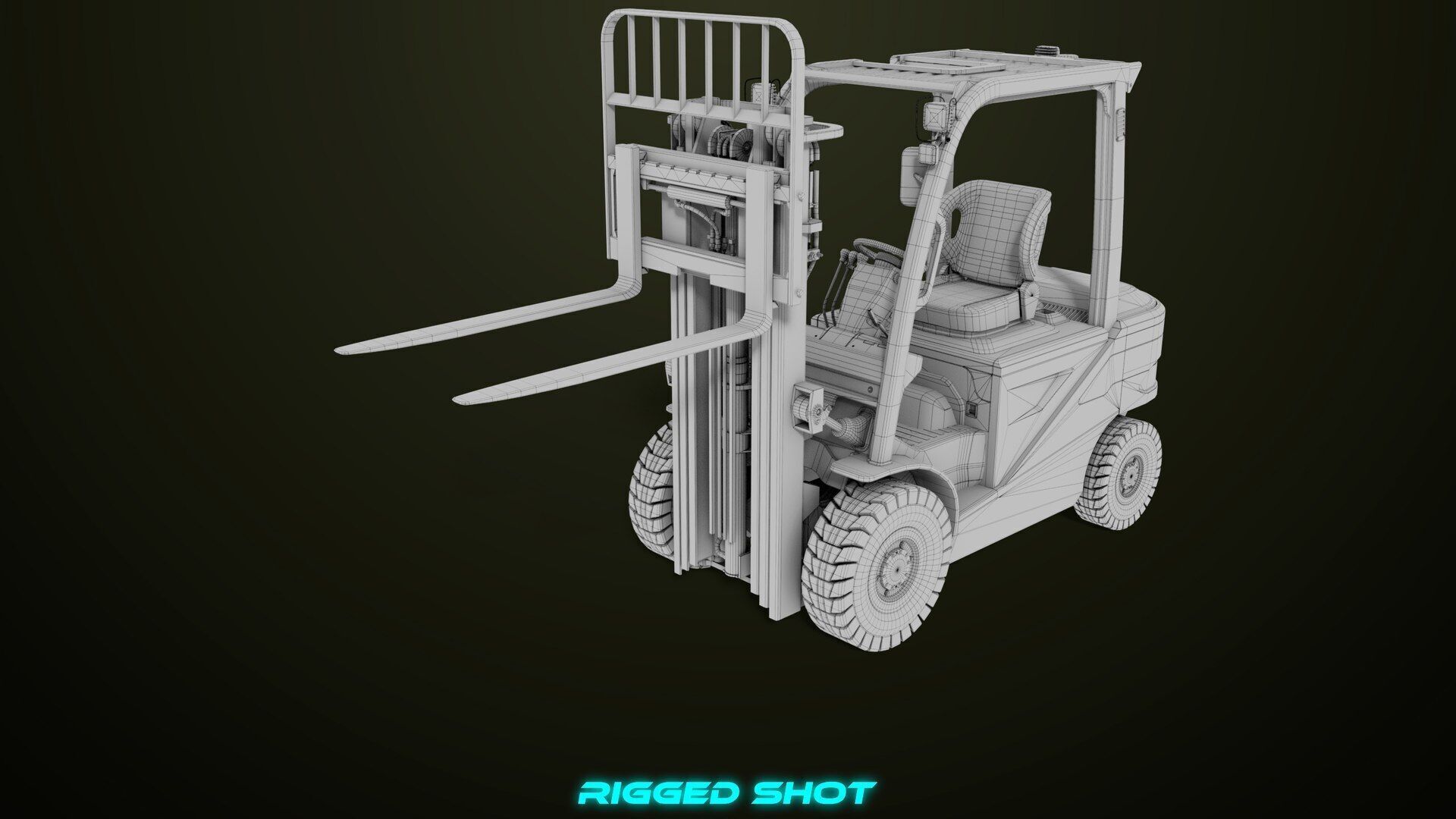 Forklift Truck03 Green All PBR Unity UE Textures Low-poly 3D model_37