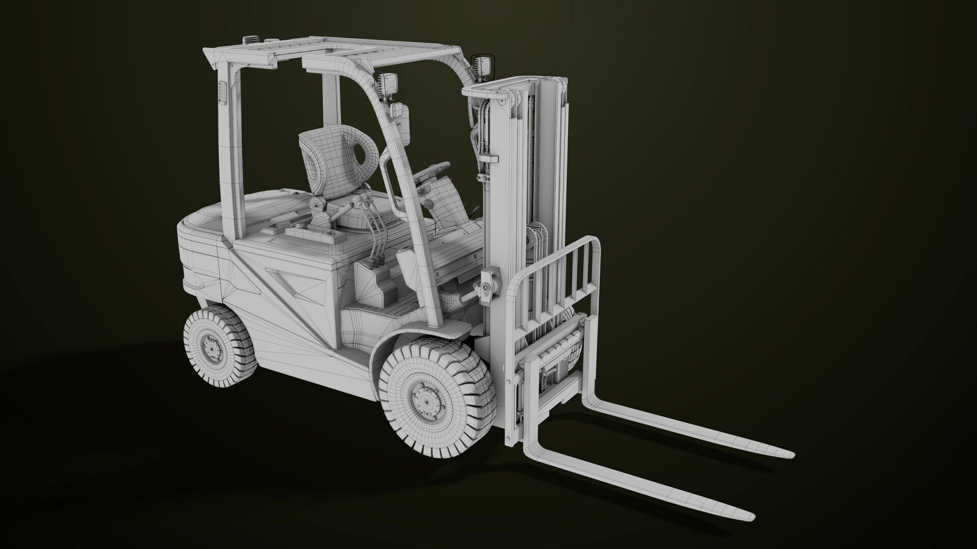 Forklift Truck03 Green All PBR Unity UE Textures Low-poly 3D model_44
