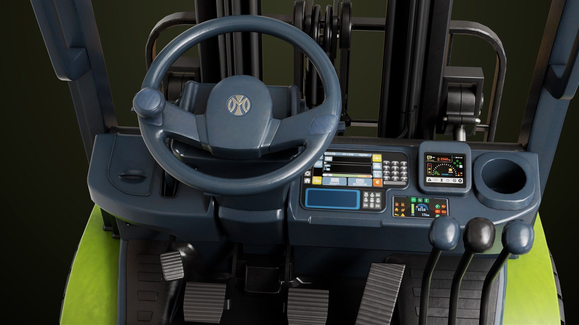 Forklift Truck03 Green All PBR Unity UE Textures Low-poly 3D model_20