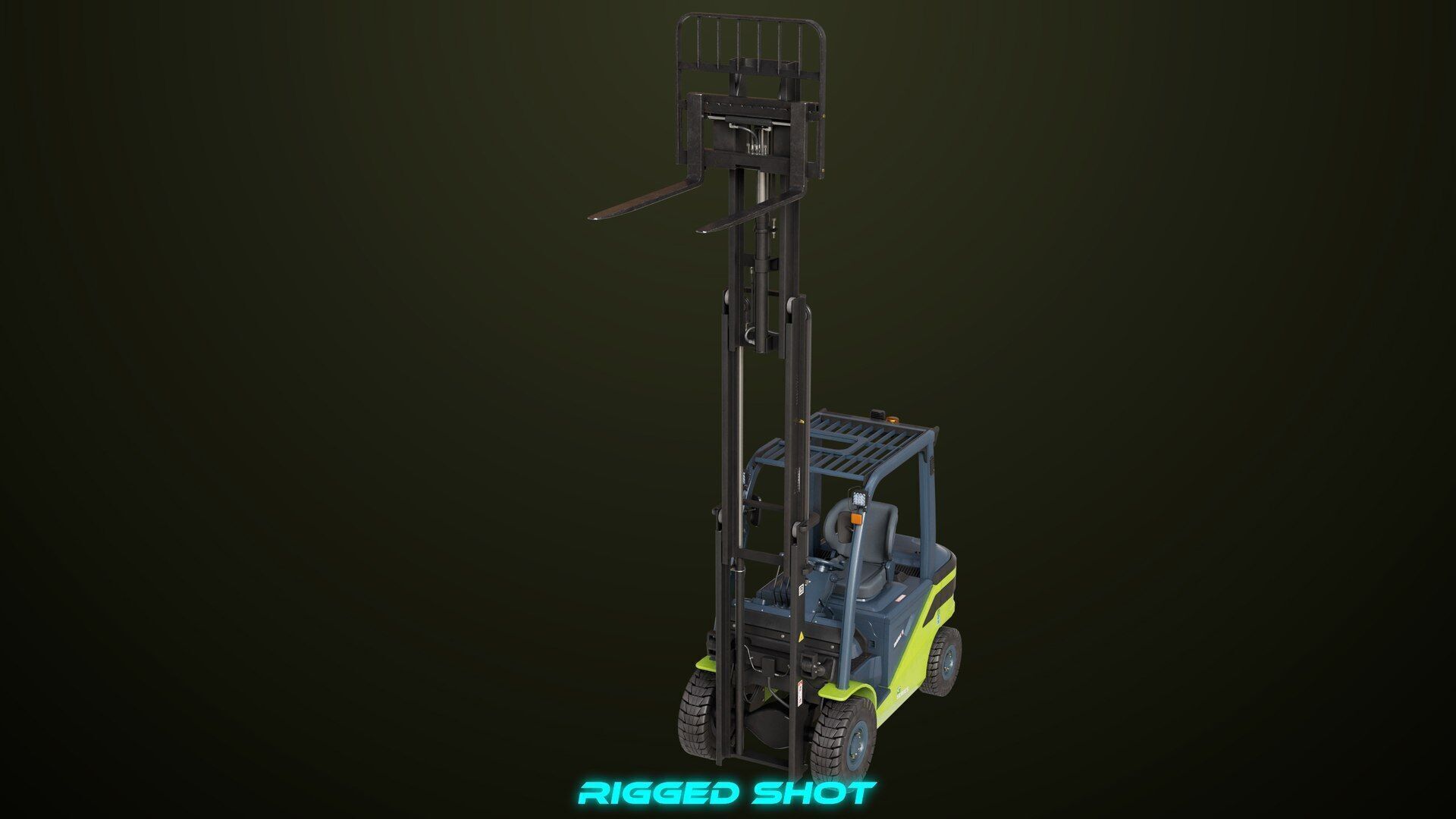 Forklift Truck03 Green All PBR Unity UE Textures Low-poly 3D model_8