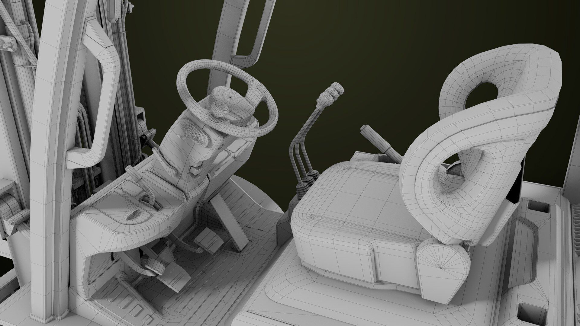 Forklift Truck03 Green All PBR Unity UE Textures Low-poly 3D model_48