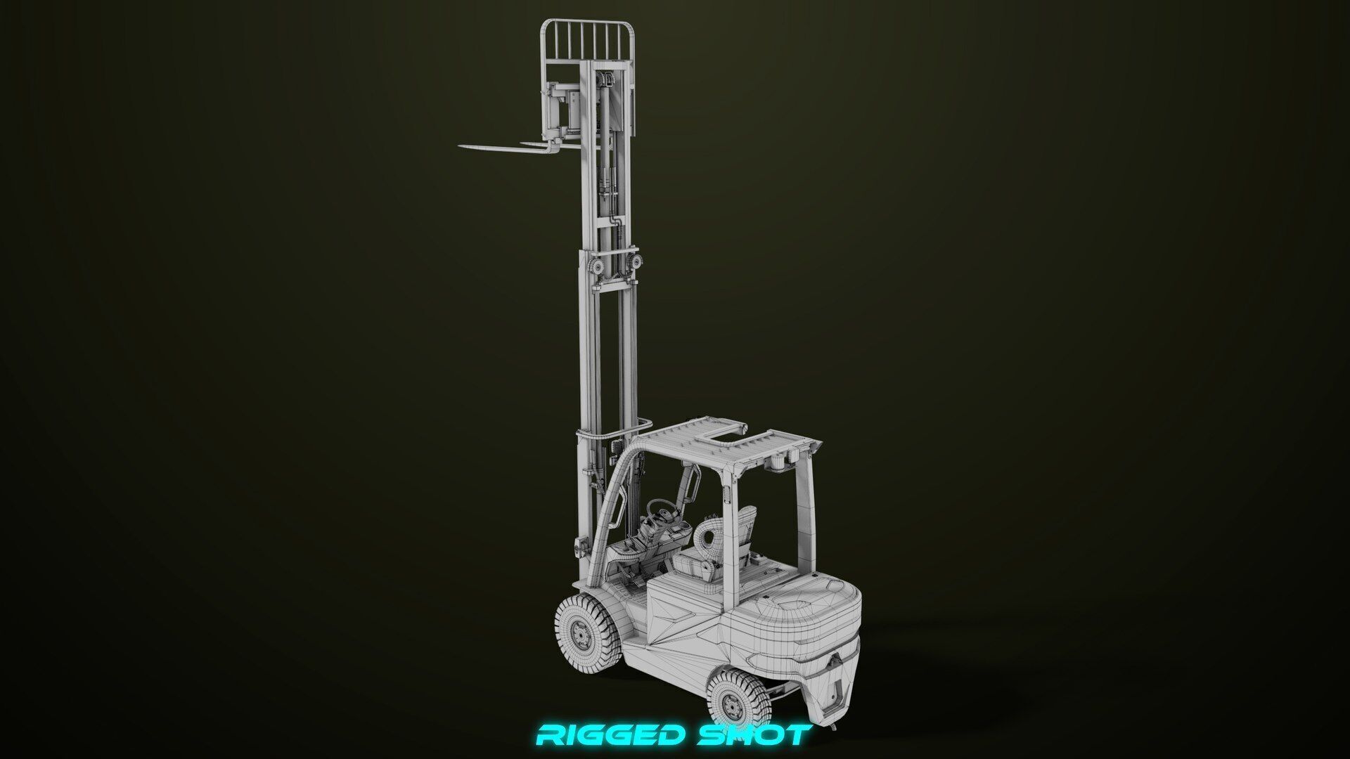 Forklift Truck03 Green All PBR Unity UE Textures Low-poly 3D model_42