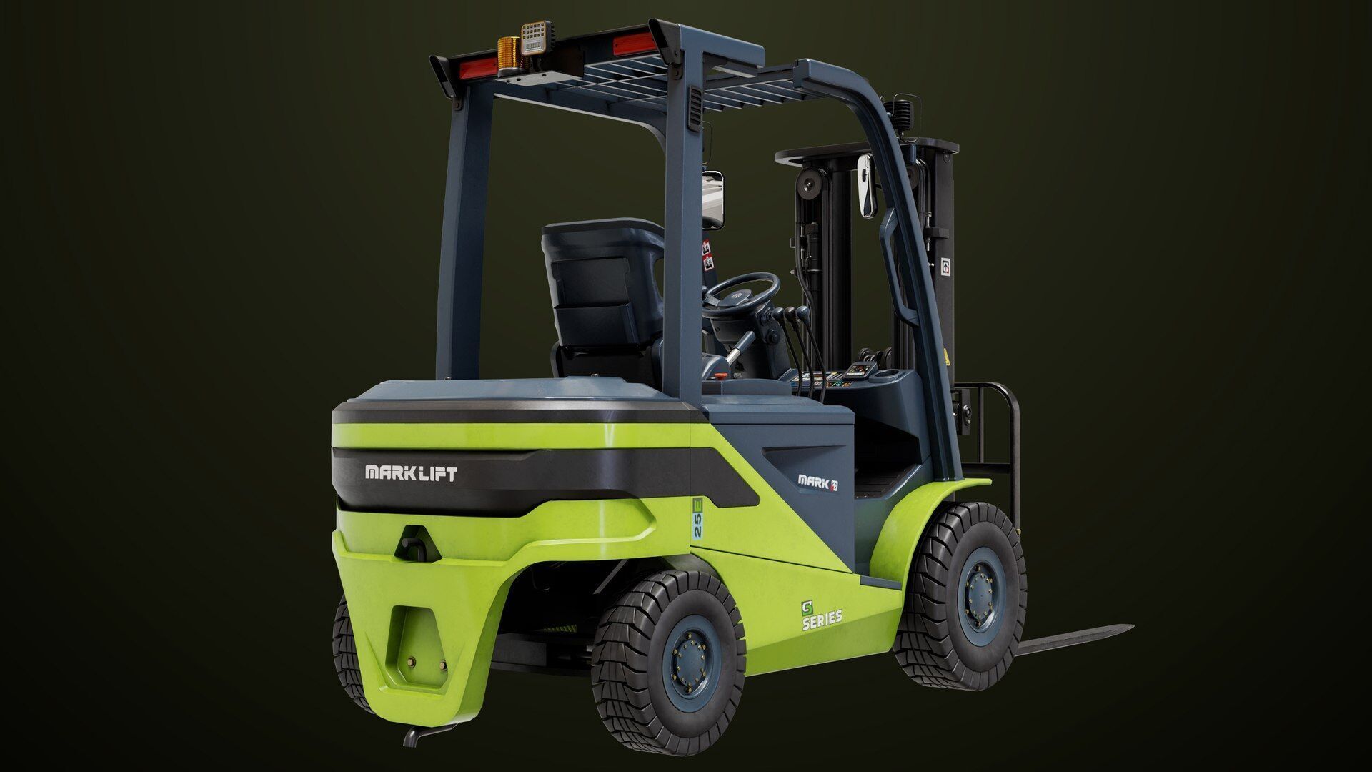 Forklift Truck03 Green All PBR Unity UE Textures Low-poly 3D model_17