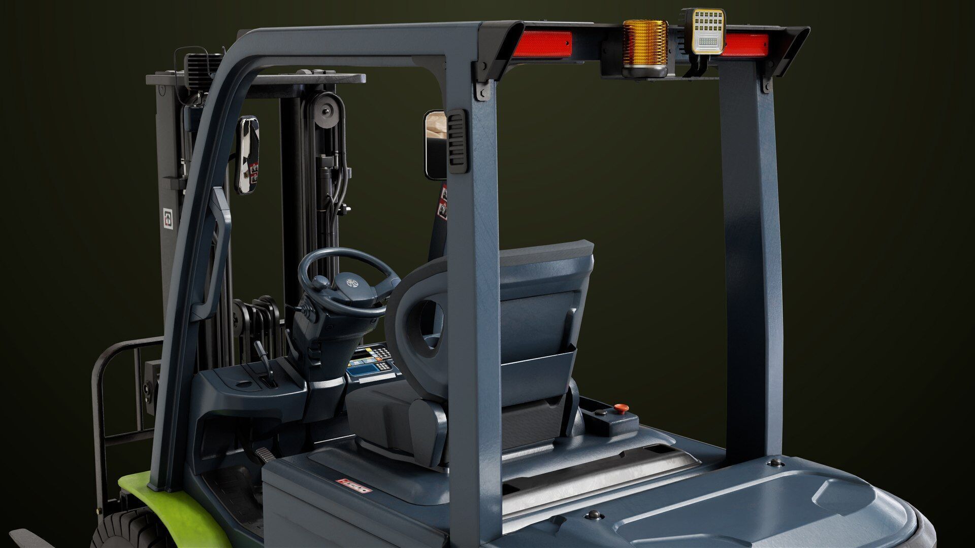 Forklift Truck03 Green All PBR Unity UE Textures Low-poly 3D model_19