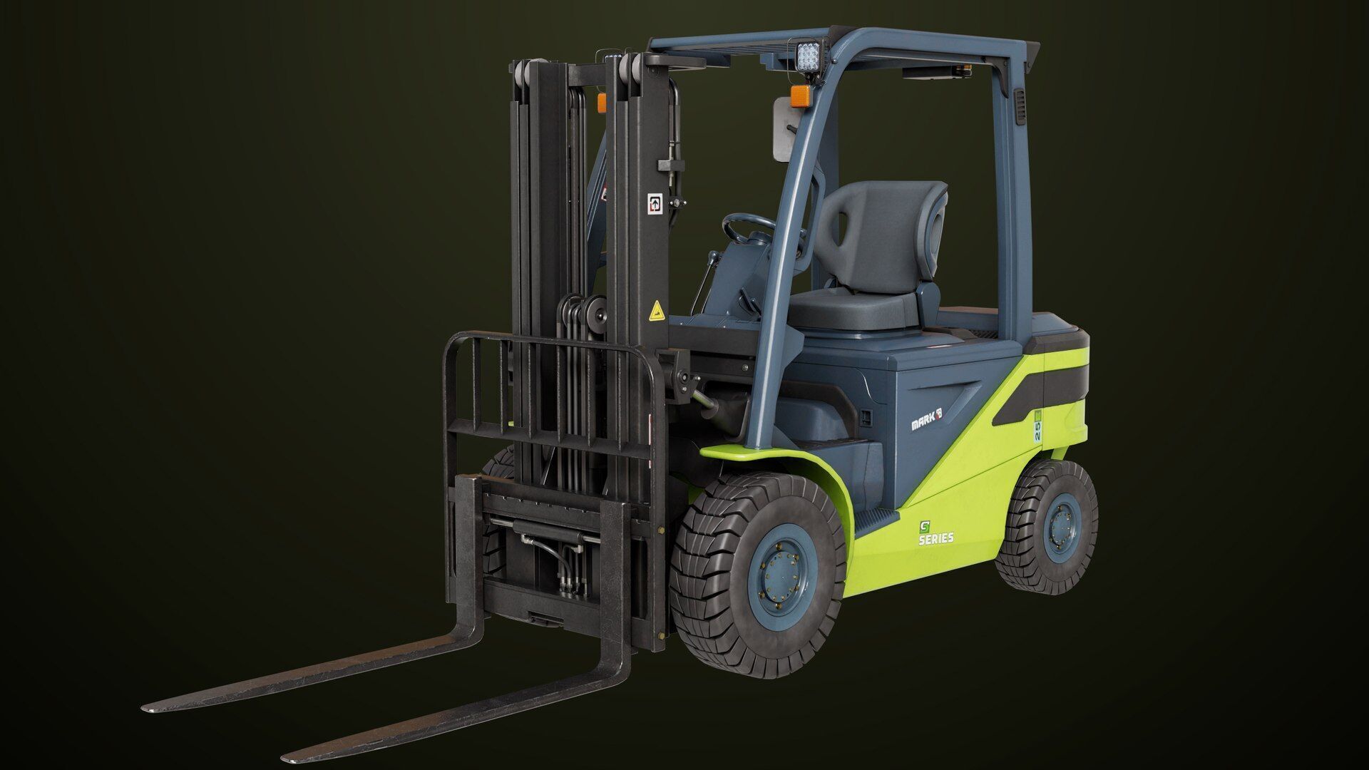 Forklift Truck03 Green All PBR Unity UE Textures Low-poly 3D model_16
