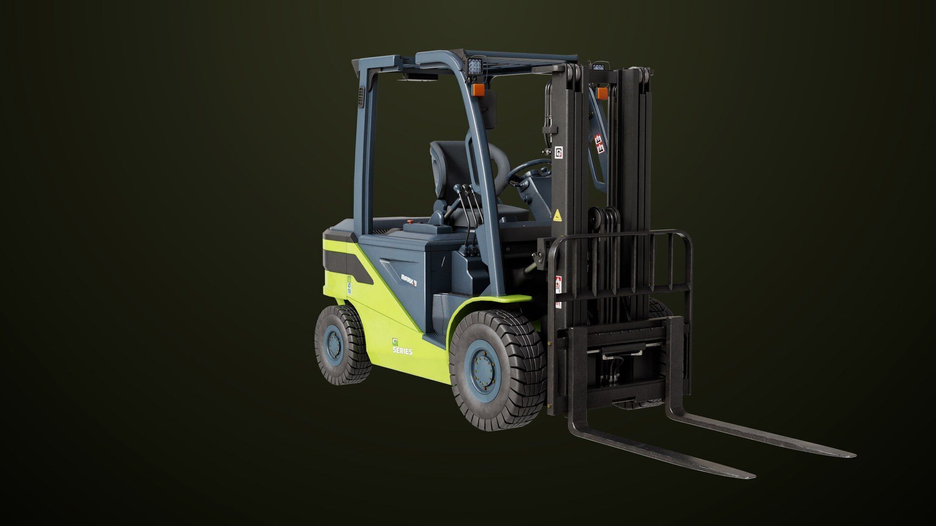 Forklift Truck03 Green All PBR Unity UE Textures Low-poly 3D model_2